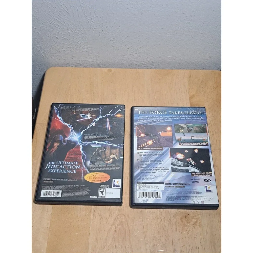 PS2 Star Wars Jedi Starfighter & Star Wars Episode III Black Label w Manual